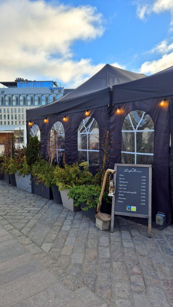Sunny summer day outside Cafe Eino in Turku, Finland.