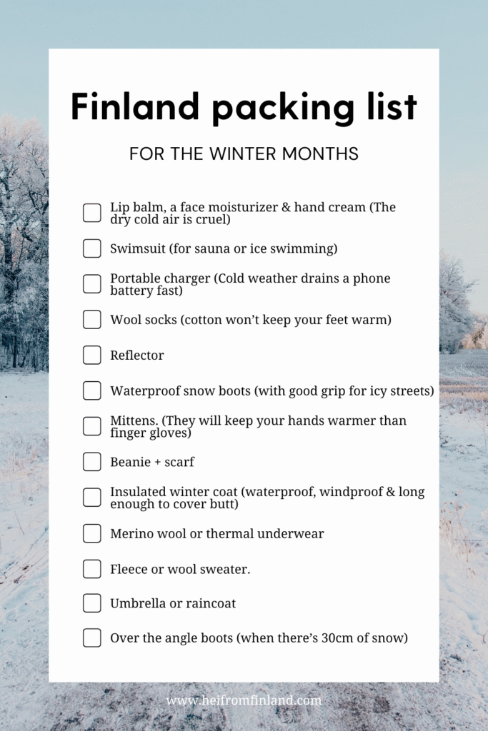 What to pack to Finland: Finland packing list for the winter months.