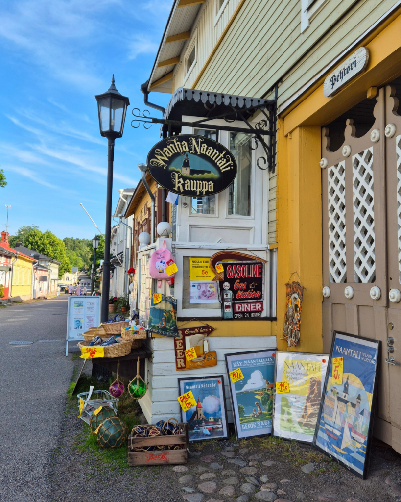 Traditional souvenir shop in Old Town Naantali, Finland. 
