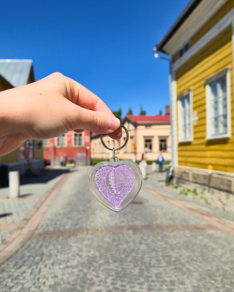 Handmade lace souvenir showcasing Rauma's traditional lace-making heritage.