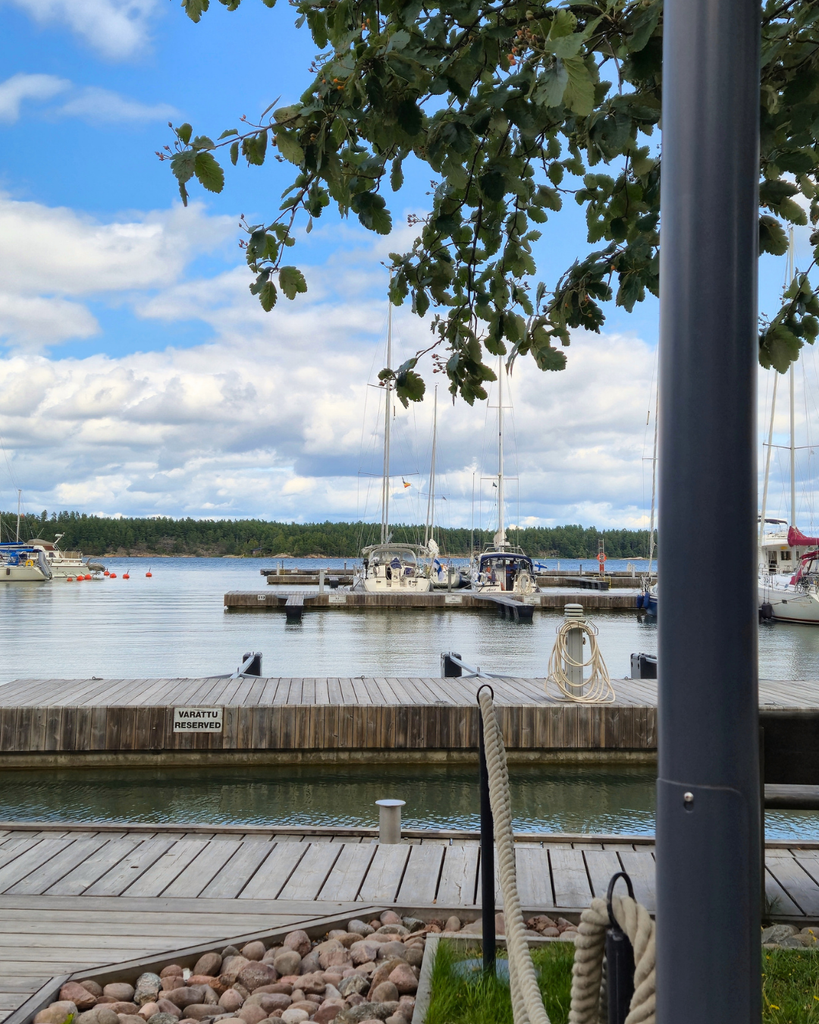 Boats and sea at the harbour in Nauvo, Finland.