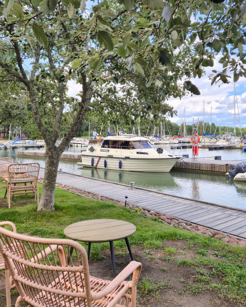 Boats and waterfront views at the harbour in Nauvo, Finland.