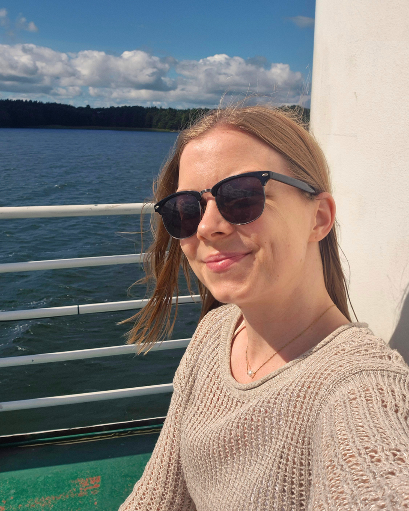 Woman on the boat to Seili Island in the Finnish Archipelago.