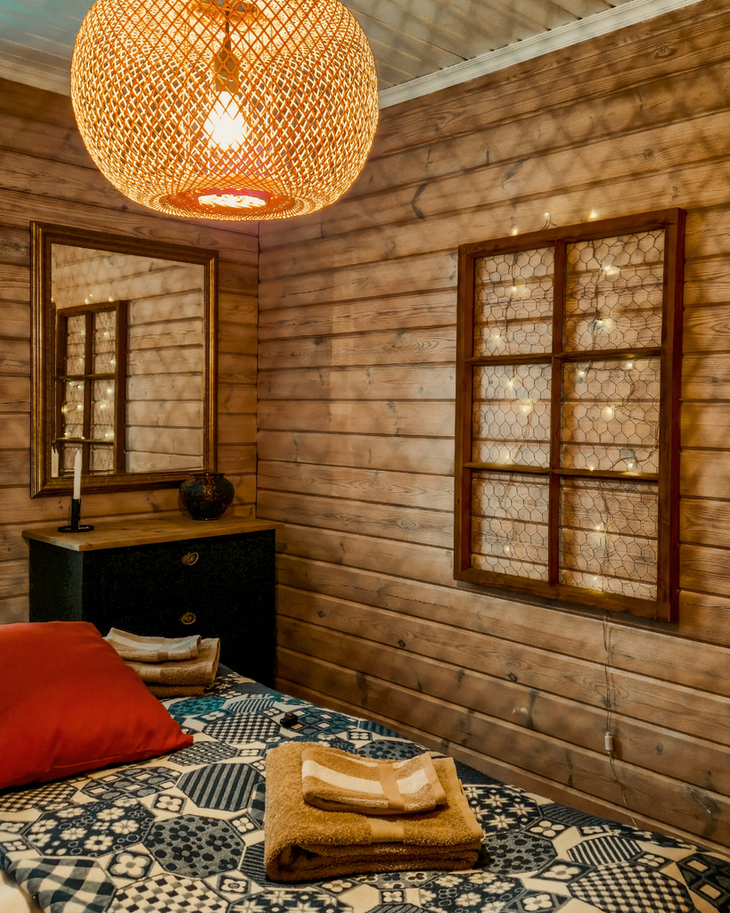 Cozy interior of a seaside accommodation in the Turku Archipelago, with warm and inviting decor.