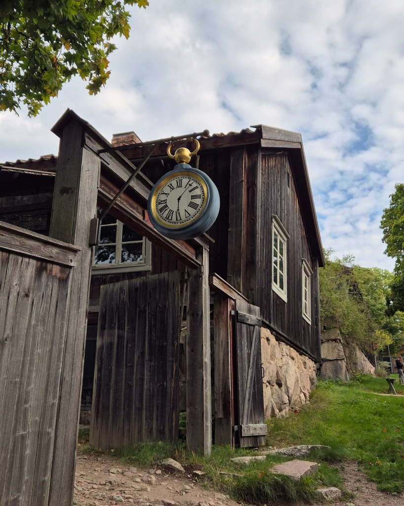 Traditional wooden building at Luostarinmäki Handicrafts Museum in Turku, Finland.