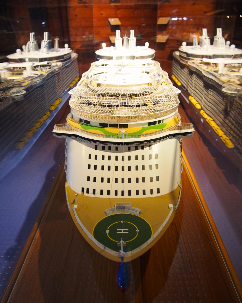 Miniature model ship on display inside Forum Marinum maritime museum in Turku, Finland.